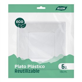 Plate set Algon Plastic 18 cm 6 Pieces (24 Units)