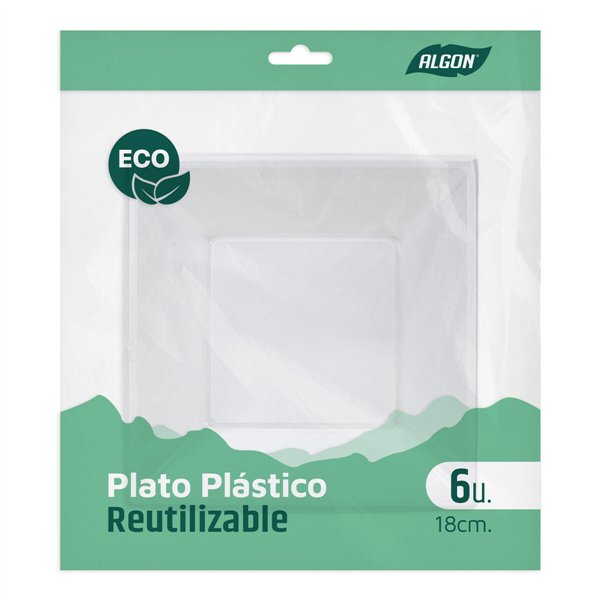 Plate set Algon Plastic 18 cm 6 Pieces (24 Units)