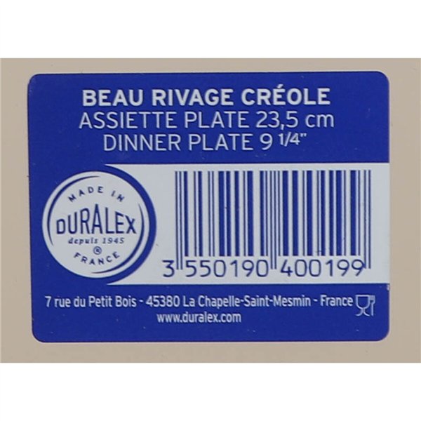 Flat Plate Duralex Beau rivage Ø 23,5 cm (48 Units)