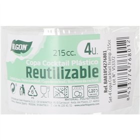 Cocktail glass Algon 215 ml 4 Pieces (24 Units)