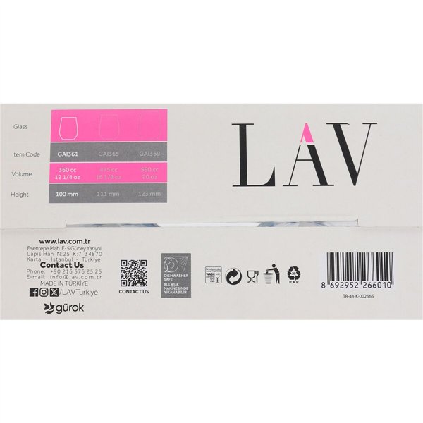Set of glasses LAV GAIA 4 Pieces (6 Units)