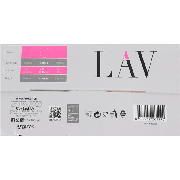 Set of glasses LAV GAIA 4 Pieces (6 Units)