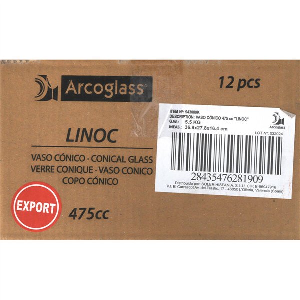 Glass Arcoglass Linoc 475 ml (12 Units)