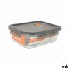 Hermetic Lunch Box MasterChef Grey Transparent Rectangular 1,5 L (6 Units)