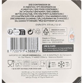 Hermetic Lunch Box MasterChef Grey Transparent Circular 970 ml (6 Units)