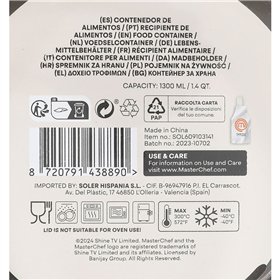 Hermetic Lunch Box MasterChef Grey Transparent Circular 1,3 L (6 Units)