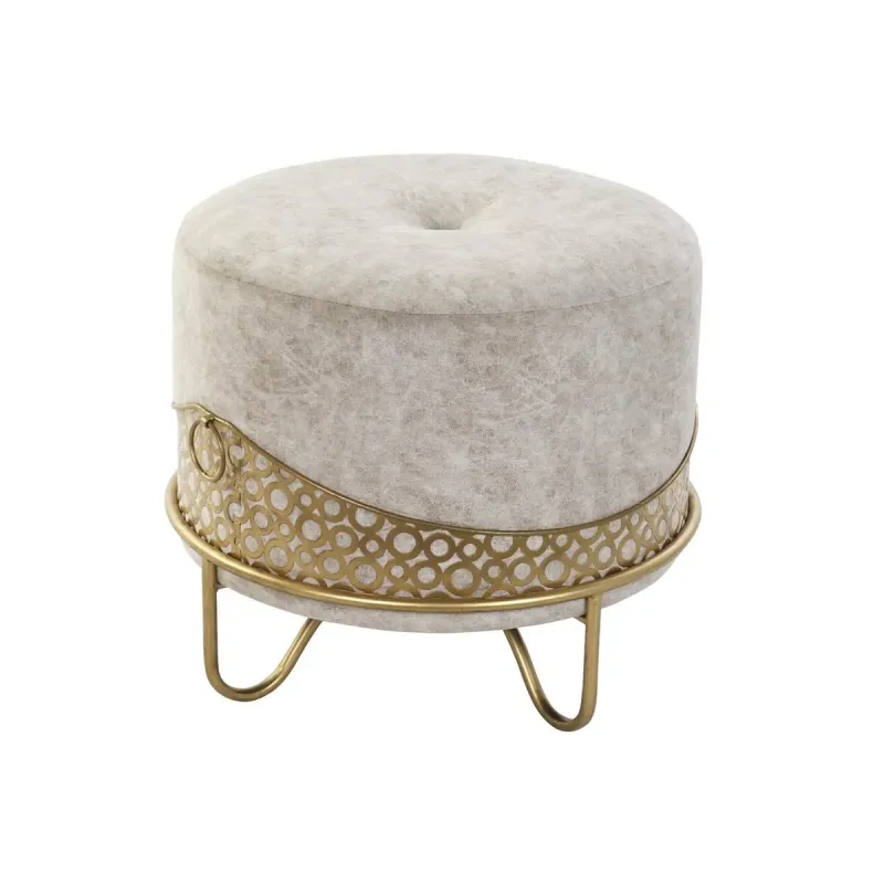 Jalkatuki DKD Home Decor 51 x 51 x 44,5 cm vaahtomuovi beige kultainen sametti MDF puu etninen 40 % metalli
