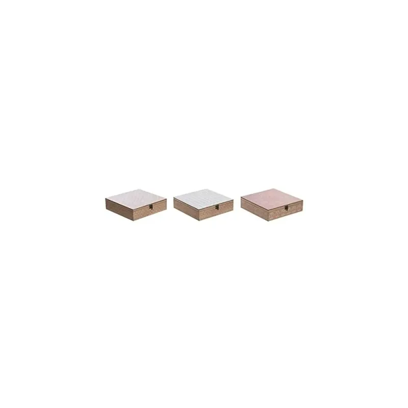 Infūziju Kaste DKD Home Decor Stikls Rozā Metāls Balts 24 x 24 x 7 cm 3 Daudzums Koks MDF