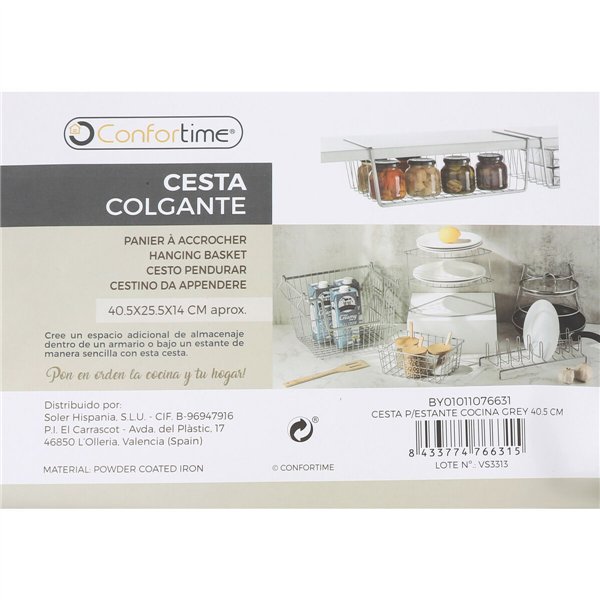 Basket for Kitchen Shelf Confortime 40,5 x 25,5 x 14 cm (12 Units)