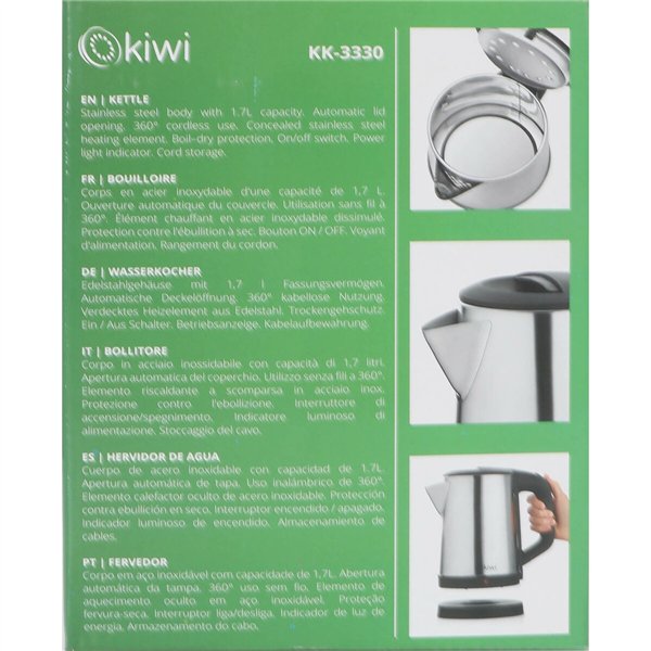 Kettle Kiwi Steel 1800 W 1,7 L (4 Units)