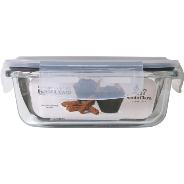 Hermetic Lunch Box Santa Clara Transparent Rectangular 375 ml (12 Units)