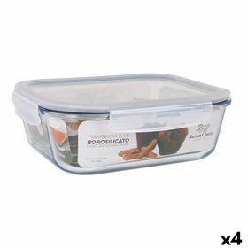 Hermetic Lunch Box Santa Clara Transparent Rectangular 2,4 L (4 Units)