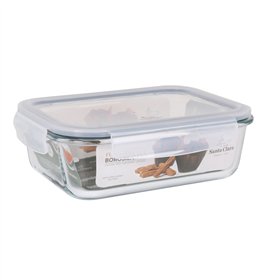 Hermetic Lunch Box Santa Clara Transparent Rectangular 1,5 L (6 Units)