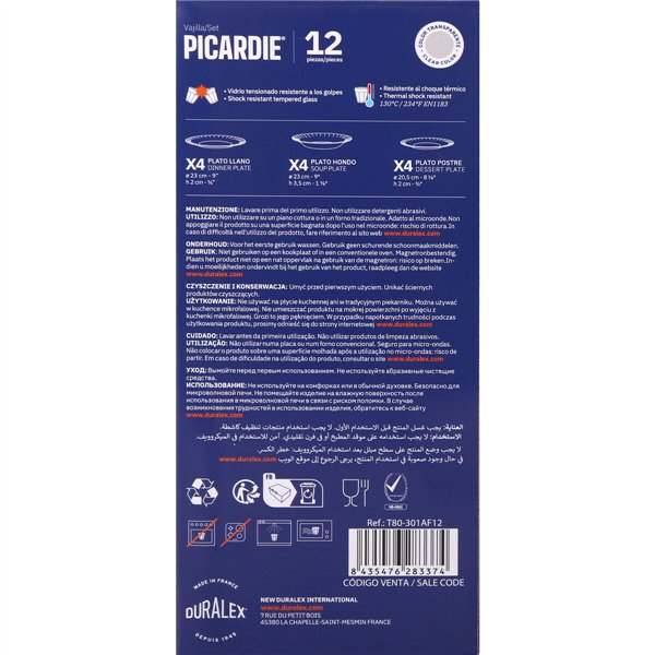 Tableware Duralex Picardie Transparent 12 Pieces (2 Units)
