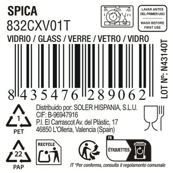 Glass for water La Mediterránea Spica Green (48 Units)