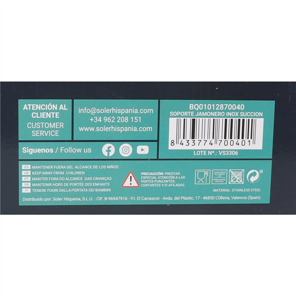 Ham stand Quttin INOX 50 x 22 x 32 cm (4 Units)