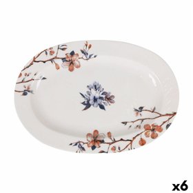 Snack tray Toscana Flowers Oval 30 x 20 x 2 cm (6 Units)