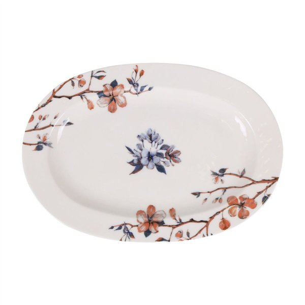 Snack tray Toscana Flowers Oval 30 x 20 x 2 cm (6 Units)