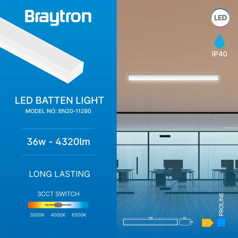 BRY-PROLINE-PT-36W-1.2MT-WHT-3IN1-LED BATTEN