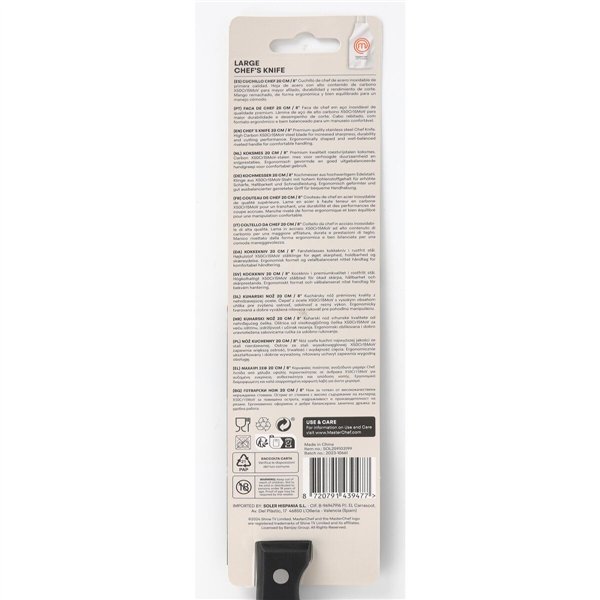 Kitchen Knife MasterChef Chef Black Silver 20 cm (18 Units)