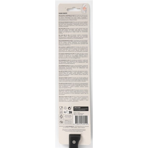 Ham knife MasterChef 23 cm Black Silver (18 Units)