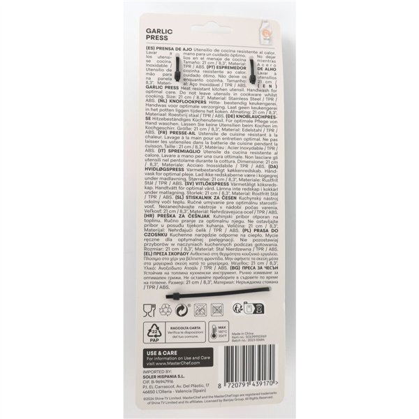 Garlic Press MasterChef Stainless steel (24 Units)