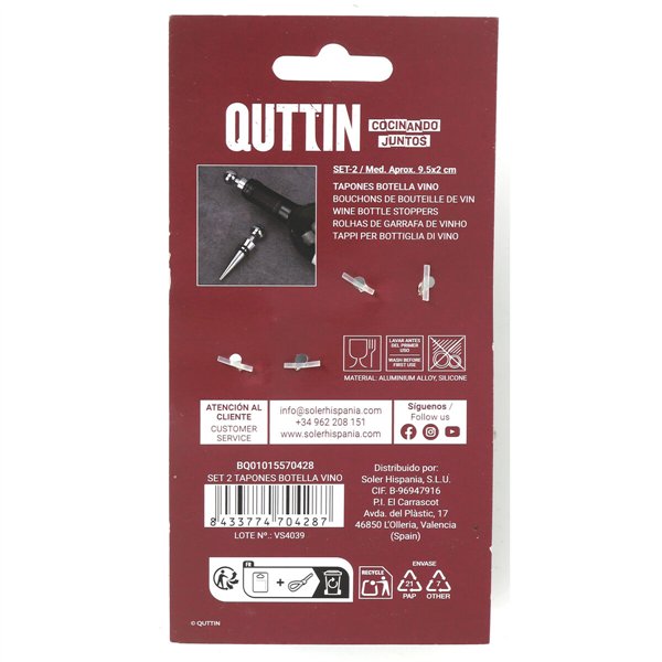 Leak-proof Bottle Top Quttin 2 x 9,5 cm 2 Pieces (12 Units)