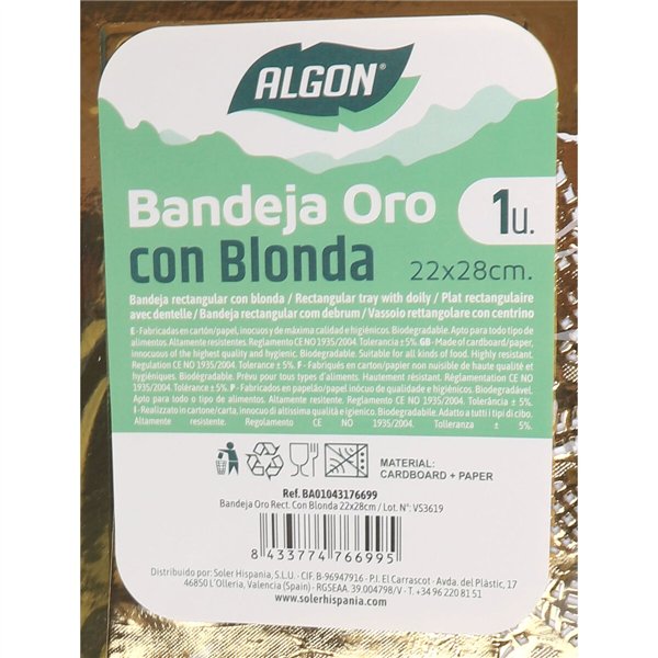 Snack tray Algon Rectangular 22 x 28 cm (30 Units)