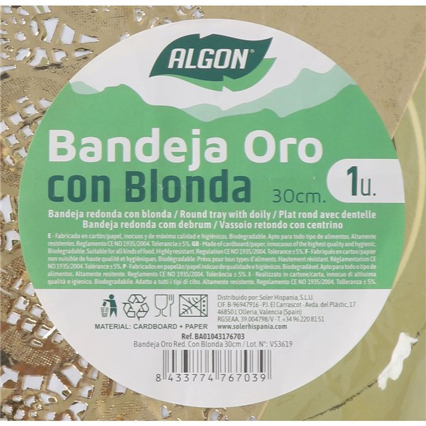 Snack tray Algon Circular 30 cm (30 Units)