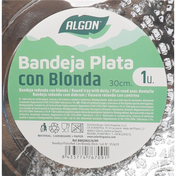 Snack tray Algon Circular 30 cm (30 Units)