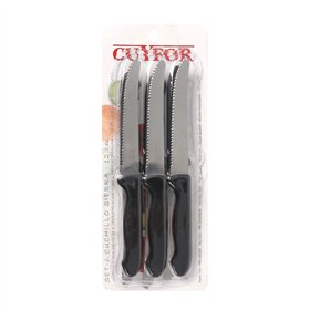 Meat Knife Set Cuyfor Black Silver 12 cm 6 Pieces (24 Units)