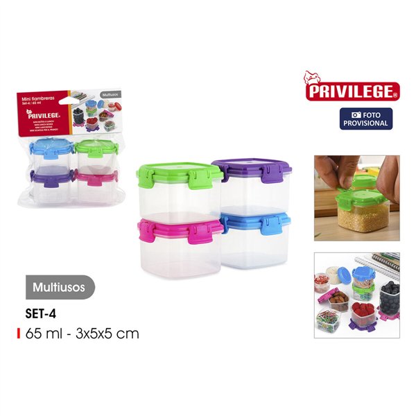 Set of lunch boxes Privilege 65 ml Mini 4 Pieces (24 Units)