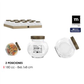 Glass Jar La Mediterránea WOOD 180 ml (60 Units)