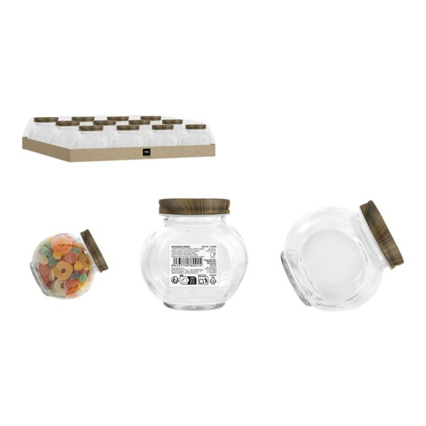 Glass Jar La Mediterránea WOOD 180 ml (60 Units)