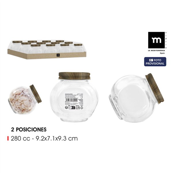 Glass Jar La Mediterránea WOOD 280 ml (48 Units)