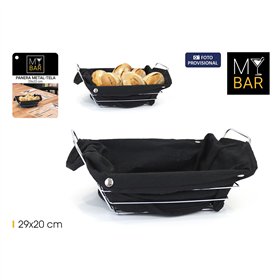 Breadbasket My Bar Black Metal Rectangular 29 x 20 x 11,7 cm (12 Units)
