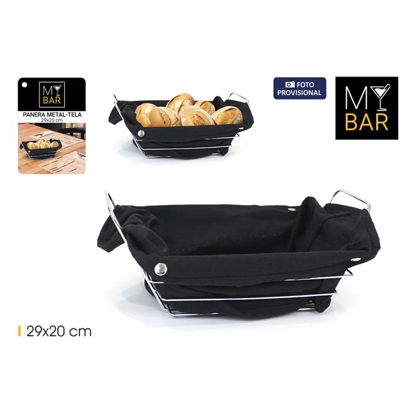 Breadbasket My Bar Black Metal Rectangular 29 x 20 x 11,7 cm (12 Units)