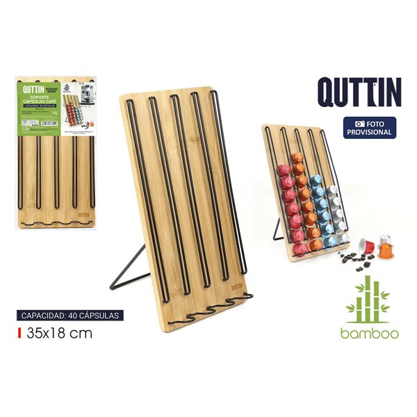 Coffee Capsule Organiser Quttin Bamboo 35 x 18 x 4 cm 40 Coffee Capsules (6 Units)