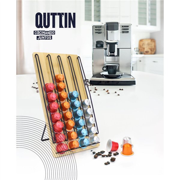 Coffee Capsule Organiser Quttin Bamboo 35 x 18 x 4 cm 40 Coffee Capsules (6 Units)