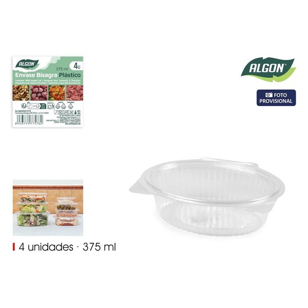 Reusable Food Trays Algon OPS 375 ml 16 x 12,7 x 4,7 cm (4 Pieces) (24 Units)