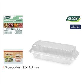 Reusable Food Trays Algon OPS 22 x 11 x 7 cm (3 Pieces) (24 Units)