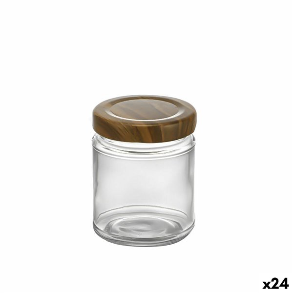 Glass Jar La Mediterránea WOOD 250 ml (24 Units)