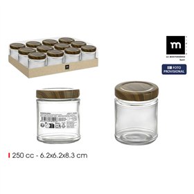 Glass Jar La Mediterránea WOOD 250 ml (24 Units)