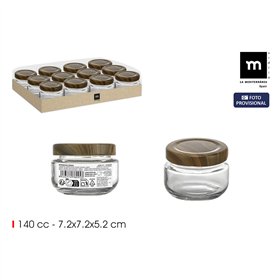Glass Jar La Mediterránea WOOD 140 ml (24 Units)