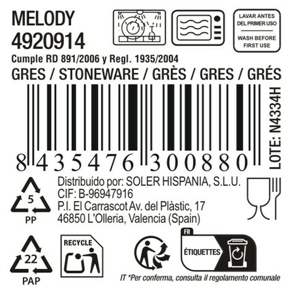 Mug La Mediterránea Melody 450 ml (36 Units)