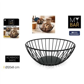 Breadbasket My Bar Black Metal Circular 20 x 8 cm (12 Units)