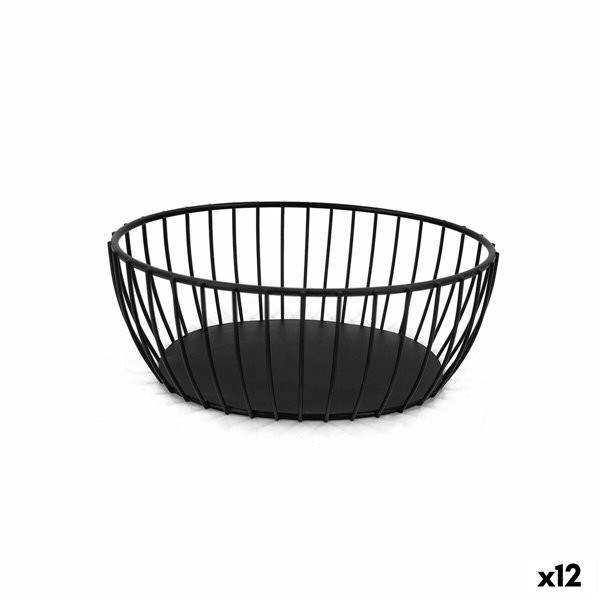 Breadbasket My Bar Black Metal Oval 20 x 15 x 8 cm (12 Units)