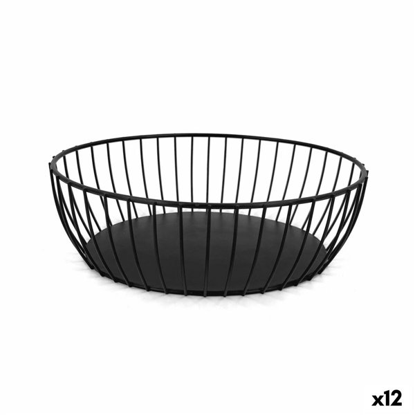 Breadbasket My Bar Black Metal Oval 24 x 19 x 8 cm (12 Units)