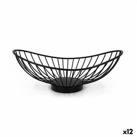 Breadbasket My Bar Black Metal Oval 25 x 13,5 x 9 cm (12 Units)