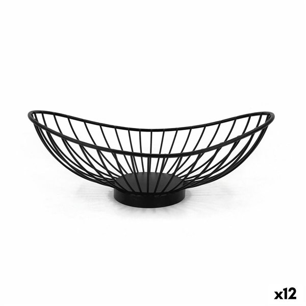Breadbasket My Bar Black Metal Oval 25 x 13,5 x 9 cm (12 Units)